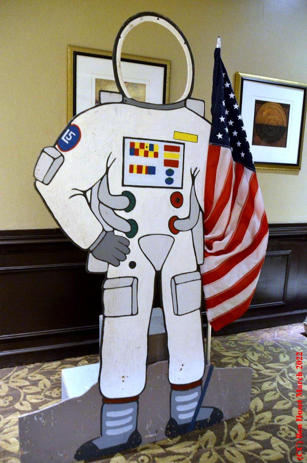 Photo of an astronaut cut out that you can stand behind, put your face in, and get your picture taken