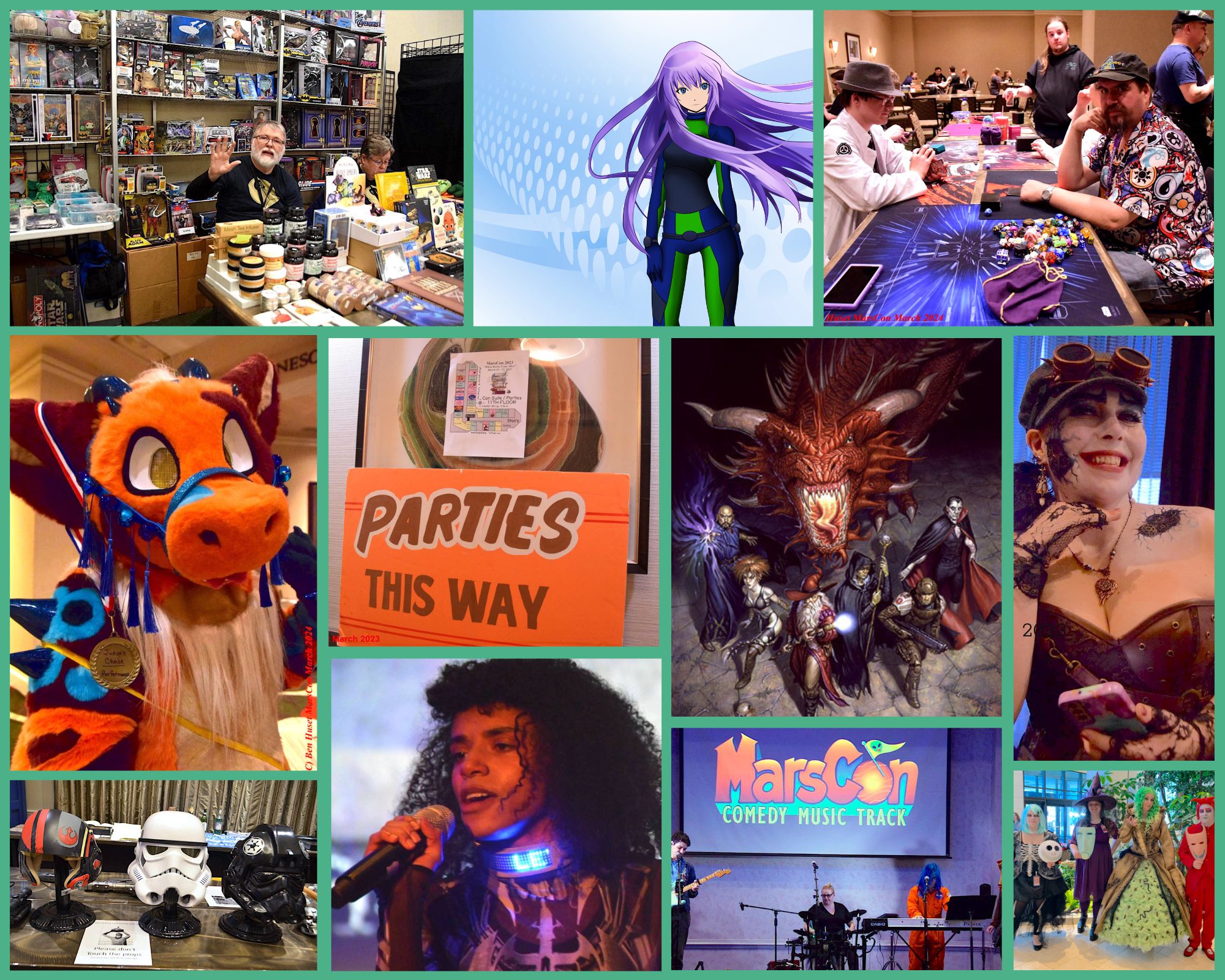 Collage of many different pictures from Marscon.